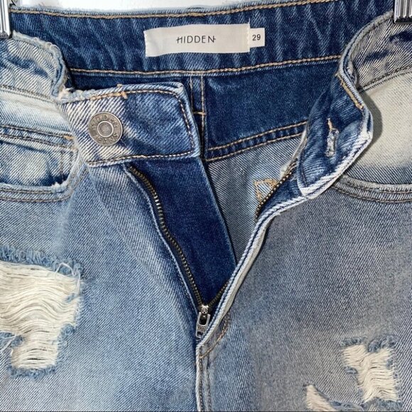 Hidden Distressed Two-Toned High-Waist Jeans - Picture 8 of 13